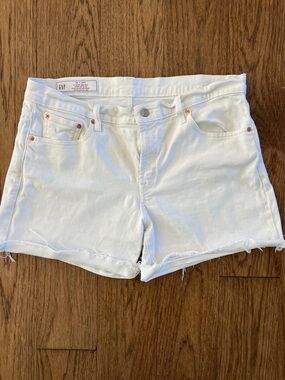 GAP White Denim Cutoff Mid-Rise Shorts